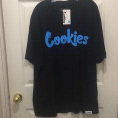 Cookies Sf Authentic Tee Shirt Short Sleeve Nwt Short Sleeve Fandom Shirt For Streetwear, Cookie Tshirt, Fitted Short-sleeve Shirt With Embroidered Logo, Blue Embroidered Graphics Short Sleeve T-shirt, Cookies Sf, Blue Short Sleeve Pop Culture T-shirt, Superman Shirt, Cookie Shirt, Mens Stripes