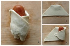 four pictures showing how to make an appetizer