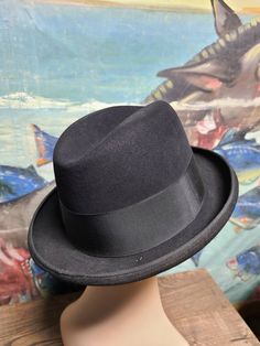 "This hat is very cute! It is aged and loved, but in very good condition overall. The box is in good condition too. It measures 15 3/8\" x 13 5/8\" x 7 1/4\" high. Please feel free to ask any questions." Fedora Dress, Fifth Avenue New York, Orange Book, Paypal Credit Card, Dress Hat, File Box, Black Felt, Personal Checks, Dress Hats