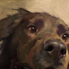 an oil painting of a brown dog's face