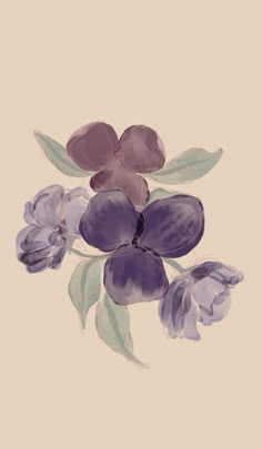 a painting of purple flowers on a beige background