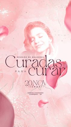 the poster for curadas curar is shown in pink