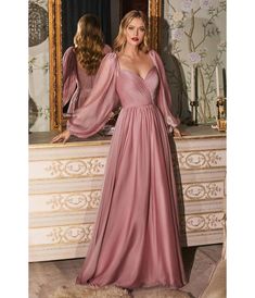 Long Sleeve Bridesmaid Dress, Long Sleeve Chiffon Dress, Cinderella Divine, Unique Prom Dresses, Timeless Dress, Full Length Dress, Dreamy Dress, Chiffon Gown, Chiffon Long Sleeve