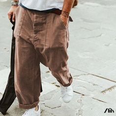 Zlily - Loose-Fitting Work Trousers with a Straight Leg in a Casual Style Japanese 80s, Casual Work Pants, Ripped Body, Style Overalls, Fitted Coat, Loose Trousers, Long Trousers, Sweatpants Set, Pantalon Large