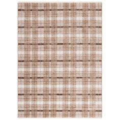 a brown and white checkered rug on a white background