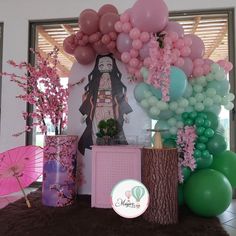 Nezuko Birthday Party Decorations, Demon Slayer Balloon Garland, Nezuko Party Ideas, Nezuko Birthday Party, Nezuko Birthday Party Ideas