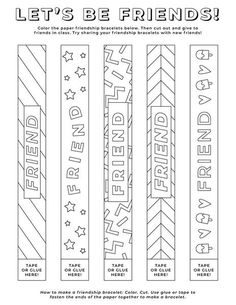 coloring pages for friends with the words, let's be friends and stars on them