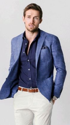 Mens Blue Blazer Outfit, Blue Blazer Outfit, Blue Blazer Men, Blazer Outfits Men, Mens Business Casual Outfits, Herren Style, Mens Fashion Blazer, Stylish Blazer, Blazer Outfit