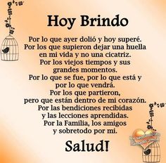 a poem written in spanish with an image of a birdcage and the words'hoy brindo '