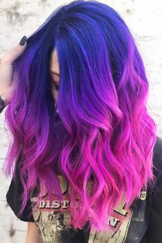 Magenta And Purple Hair Color Combos, Fantasy Hair Color 2023 Trends, Purple Into Pink Hair, Cool Hair Colors For Short Hair, Summer Vivid Hair Color, Danger Jones Hair Color, Purple And Pink Hair, Galaxy Hair Color, Blue And Purple Hair