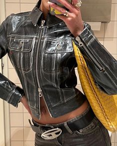 Amalie Star, Y2k Inspo, Diesel Clothing, Y2k Outfit Ideas, Rockstar Gf, Denim Jacket Outfit, Fashion Content, Leather Jacket Outfits, January 23