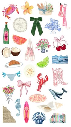 an assortment of different items on a white background