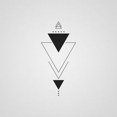 an abstract black and white design with triangles on the bottom half of each triangle, which has three dots at the top