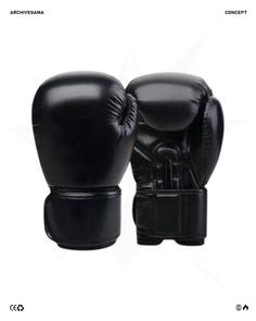 two black boxing gloves sitting next to each other