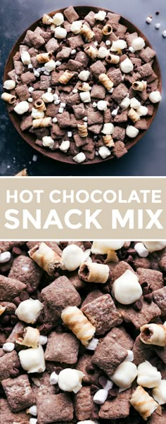 hot chocolate snack mix with marshmallows on top