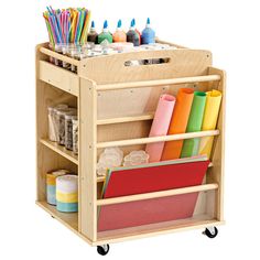 Organize with Ease: Discover the Perfect Storage Solution for Kids' Belongings. Versatile Storage Solution: This Kids' Multi-Functional Trolley features 2 front shelves, 3 side shelves, 1 back shelf, and 2 storage bins, providing plenty of space to organise toys, books, and other belongings. Easy to Move Around: Equipped with lockable castors and 4 handles, this trolley is easy to manoeuvre, allowing children to conveniently transport their toys from room to room. Art Trolley, Organise Toys, Organizing Craft Supplies, Primary School Classroom, Kids Bedroom Storage, Dryer Rack, Side Shelves, Children Furniture, Classroom Organisation