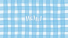 the word hello written in white on a blue checkered background