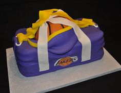 a birthday cake made to look like a duffel bag