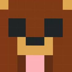 an image of a brown and pink minecraft creeper with black squares on it's face