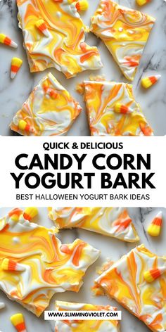 candy corn yogurt bark is the best halloween treat