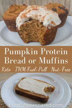 pumpkin protein bread or muffins with cream cheese frosting