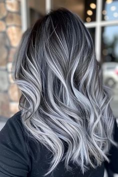 55+ Chic Silver Highlights and Gray Blending Ideas for Dark Hair - Flo's Blog Hiding In The Shadows, Gray Blending, Silver Ombre Hair, Natural Dark Hair, Ideas For Dark Hair, Natural Brown Hair, Gray Balayage, Grey Hair Coverage, Silver Ombre