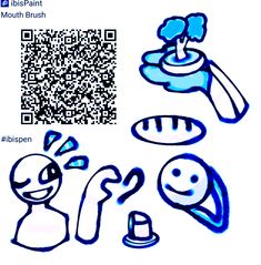 an image of some cartoon characters with qr code on the back and blue ink