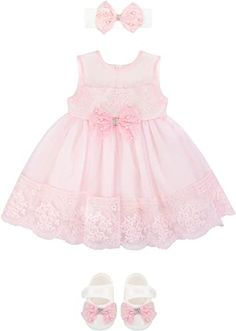 Dress is perfect for wedding, birthday, baptism, or any other special occasion. Dress gown outfit with organza bodice layered soft tulle skirt is trimmed with lace embroidery Everything you need is comes in gift box. Made in Turkey baby girl dresses,#Taffy #Baby #Girl #Newborn #Pink #Embroidered #Princess #Dress #Gown #Piece #Deluxe #Set #Months Embroidered Baby Clothes, Girls Easter Dresses, Frock Dress, Frocks For Girls, Taffy