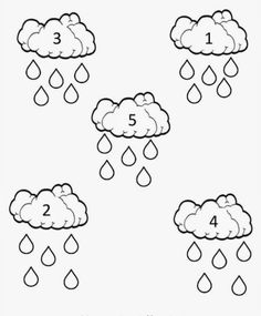 the weather worksheet for kids to learn how to draw rain and clouds with numbers