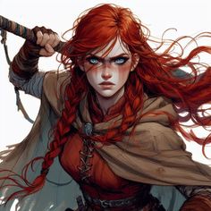 Redhead Barbarian, Ginger Character Art, D&d Barbarian, Girl Rpg, Pathfinder Character, Roleplay Characters, Dungeons And Dragons Characters, Dnd Art, Fantasy Aesthetic