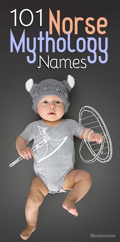 a baby wearing a knitted hat with the words, 10 nonsenses mythology names