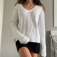 Knit Sweater Outfit, Cable Knit Jumper, Stockholm Fashion, Lauren White, Ralph Lauren Outfits, Mode Inspo, Cute Everyday Outfits