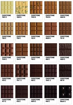 chocolate bar color chart for different types of chocolate bars