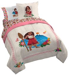 PRICES MAY VARY. Complete Queen Bedding Set for Kids: 7-piece set includes soft microfiber comforter, fitted sheet, flat sheet, 2 pillow shams, and 2 pillowcases - perfect for children's bedroom decor. Colorful Moana Theme: Vibrant Moana bedding featuring Pua and floral designs. Transform your child's room with this fun, animated bedding collection. Durable and Comfortable Materials: Made from 100% brushed microfiber polyester. Breathable fabric ensures cozy nights and sweet dreams for boys and girls. Easy Care: Kids' comforter set is machine washable and long lasting. Wash in cold water and tumble dry on low. Ideal Gift for Children: Practical and exciting present for birthdays, holidays, or room makeovers. Suitable for sleepovers, travel, and everyday use in kids' rooms. Transform your c Moana Themed Bedroom, Moana Room, Bedroom Decor Colorful, Full Size Bed Sets, Full Size Bedding, Full Size Comforter Sets, Bedding Comforter Sets, Full Size Comforter, Moana Theme