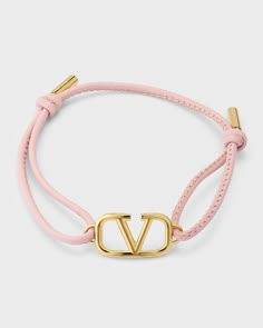 Valentino Garavani bracelet    Lambskin leather     Goldtone brass    Slipon style    Made in Italy Valentino Bracelet, Julien Tanti, Valentino Accessories, Designer Bracelet, Pink Accessories, Bracelet Leather, Cute Bracelets