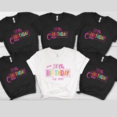 Get your comfortable, stylish Customized 30th Birthday Crew squad group shirt, T-shirt, tshirt here.  Wear your 30th group themed soft Personalized crewneck shirts and help the birthday honoree celebrate their big day while on the go! (Additional customization with first names on back for small additional charge--see in pricing.). ** Listing is for T-shirts individually, not the group of them. Personalization to include: 1.  Birthday Honoree's birth year. 2. **Optional first names on back--see l 50th Birthday Party Shirts, Birthday Party Shirts, Birthday Girl T Shirt, Thirty Birthday, Turning 40, Turning 50, Turning 30, 1 Birthday, 30th Birthday Party