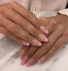 Stars Nails, Kutek Disney, Unghie Sfumate, Smink Inspiration, Minimal Nails, Pink French, Simple Acrylic Nails