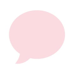 a pink speech bubble on a white background