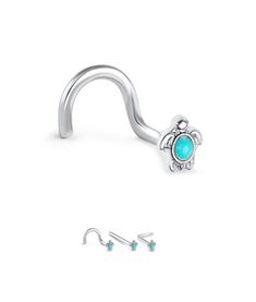 316L Surgical Steel Nose Stud featuring a beautiful turquoise turtle design, available in your choice of style.  Design Measurements: Design Size - 4.5mmX5.25mm Gauge- 20 Gauge Material- The post is made of 316L Surgical Steel, or PVD Plated if applicable and the design is Rhodium Plated Brass Post Length- 6-6.5mm unless otherwise specified Please note the photos are enlarged. Please double check the measurements prior to purchasing. Packages are gift ready, jewelry box and organza bag included. Nose Bone, Nose Bones, Choose Your Style, Turtle Design, Nose Jewelry, Nose Rings, Nose Ring Stud, Nose Stud, Body Jewellery