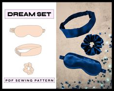 DREAM SET Digital SEWING PATTERN -- Instant Download Our Dream Set comes with: Sleep Mask, Headband, and Scrunchie. Extra dreamy using a silk/satin fabric and perfect for handmade gifts to your loved ones this holiday season! Comes in 3 head circumference sizes: - S (54cm - 56cm) - M (56cm - 58cm) - L (58cm - 60cm) *VERY easy to follow *Step-by-step instruction--great for beginners!  What's included: *A4 PDF size for printing *A0 PDF size for printing *Letter PDF size for printing *Instruction G Silk Satin Fabric, Vintage Hair Accessories, Easy Sewing Patterns, Pattern Tutorial, Sleep Mask, Vintage Hairstyles, Gifts Holiday, Pdf Sewing Patterns, Step By Step Instructions