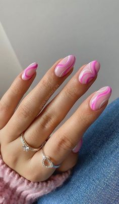 21. Pink Swirly Short Nails There’s no age limit when it comes to great nails. The amazing thing about nails is that you can... Swirly Nails, Nails 2023 Trends, Milky Nails, Pink Gel Nails, Nagel Tips, Cute Nail Art Designs, Nail Designs Valentines, Ombre Nail Designs, Nails 2022