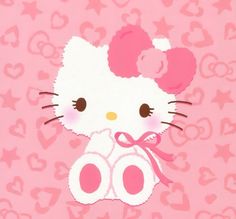 the hello kitty wallpaper is pink and white