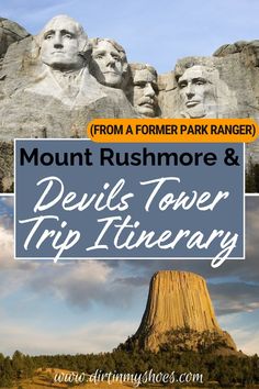 the mount rushmore and devil's tower trip itinerary with text overlay