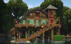 Swamp House, Cottagecore Minecraft, Mangrove Swamp, Minecraft House Plans, Minecraft Farm, Cool Minecraft Creations, Minecraft Medieval, House On Stilts, Cute Minecraft Houses