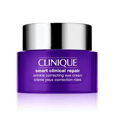 The skin around the eyes is delicate and susceptible to damage. Clinique Smart Clinical Repair Wrinkle Correcting Eye Cream is a wrinkle-fighting eye cream engineered to fortify this skin, making it stronger, visibly smoother, and more resilient. Eye cream helps visibly smooth lines and wrinkles and strengthen skin from multiple angles: boosts skin’s natural collagen, helps support skin’s natural structure, and strengthens skin’s moisture barrier. Eye cream delivers instant and long-lasting, smo Eye Cream Clinique, Clinique Smart Clinical, Mini Mascara, Clinique Smart, Creme Anti Age, Neck Cream, Love Your Skin, Facial Cream, Skincare Set