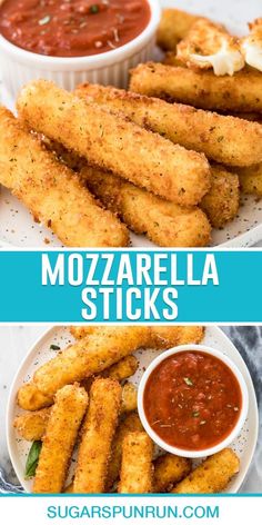 mozzarella sticks with marinara sauce on the side