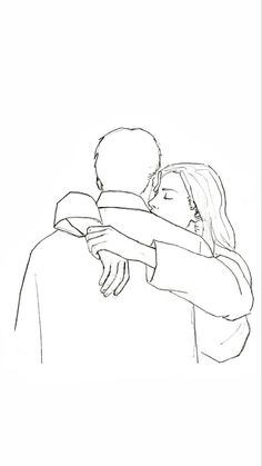 a drawing of a man and woman embracing each other