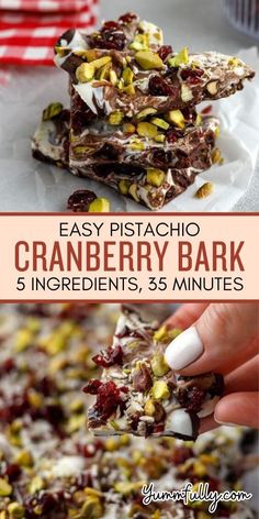 homemade cranberry bark recipe with white chocolate and pistachio