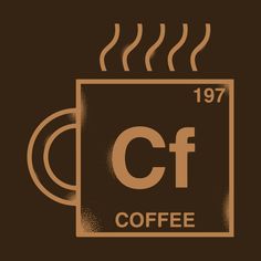 a coffee cup with steam rising out of it and the symbol for caffe on top