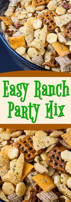 this easy ranch party mix is loaded with cheesy crackers and cheese